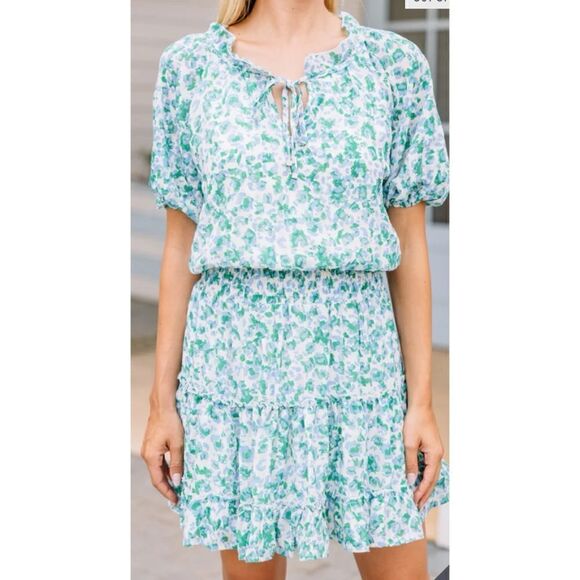 The Impeccable pig Catch Their Eye Green Ditsy Floral Dress Size M/ Pristine - Picture 4 of 11